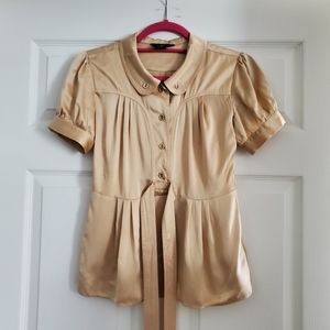 Moda International Silk Top, XS, Gold